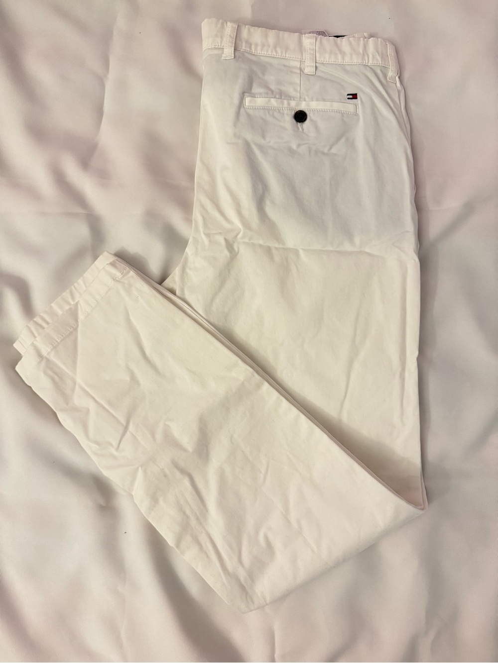 Tommy Hilfiger Pants White Stretch Chino Twill Flat Front Casual 38x34 Slim